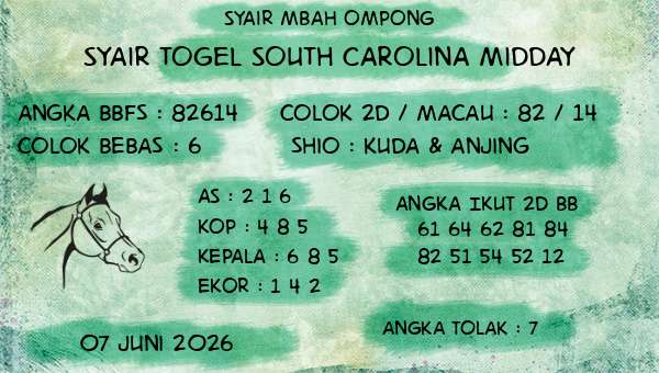 Syair Mbah Ompong - Syair Togel South Carolina Midday