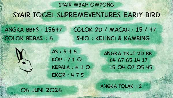 Syair Mbah Ompong - Syair Togel Supremeventures Early Bird