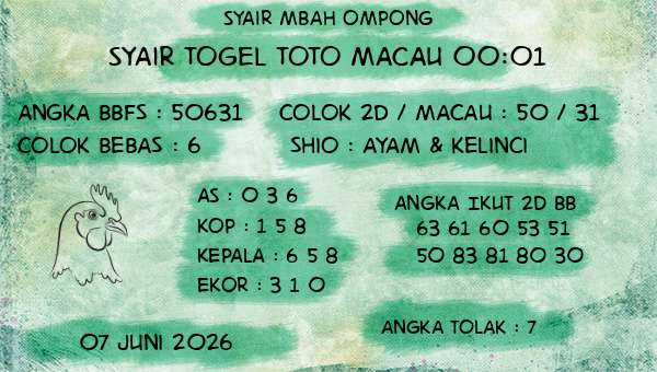 Syair Mbah Ompong - Syair Togel Toto Macau 00:01