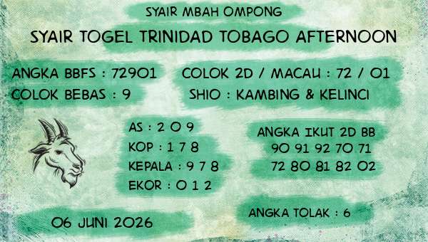 Syair Mbah Ompong - Syair Togel Trinidad Tobago Afternoon