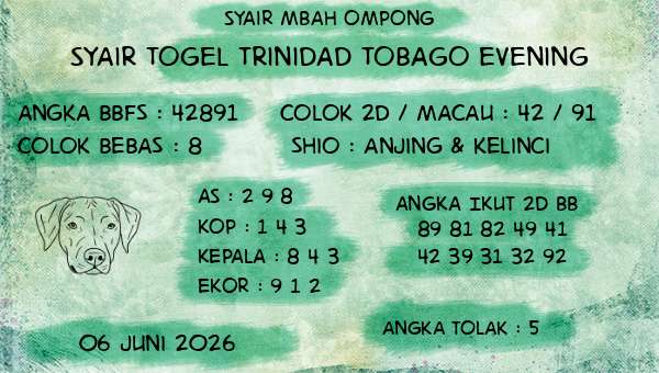 Syair Mbah Ompong - Syair Togel Trinidad Tobago Evening
