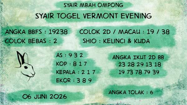 Syair Mbah Ompong - Syair Togel Vermont Evening