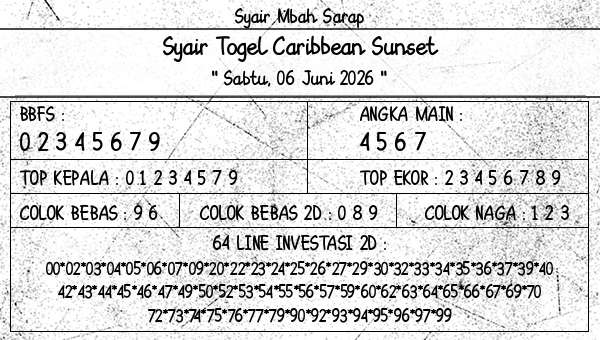 Syair Mbah Sarap - Syair Togel Caribbean Sunset