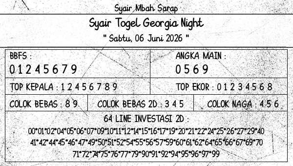Syair Mbah Sarap - Syair Togel Georgia Night