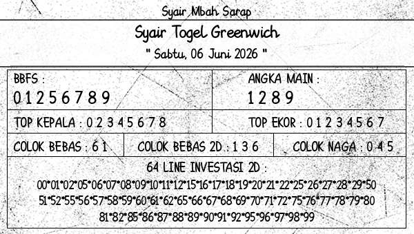 Syair Mbah Sarap - Syair Togel Greenwich
