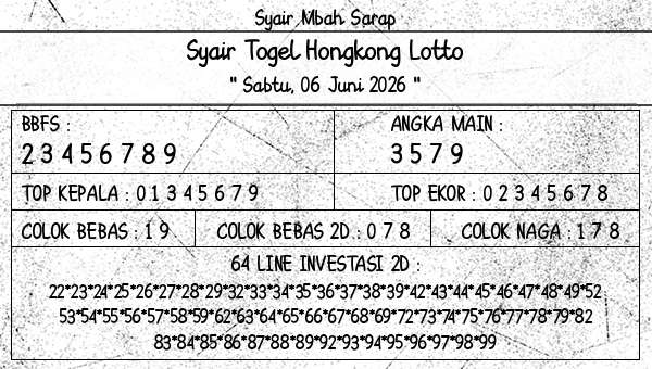 Syair Mbah Sarap - Syair Togel Hongkong Lotto