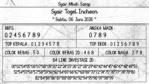 Syair Mbah Sarap - Syair Togel Incheon