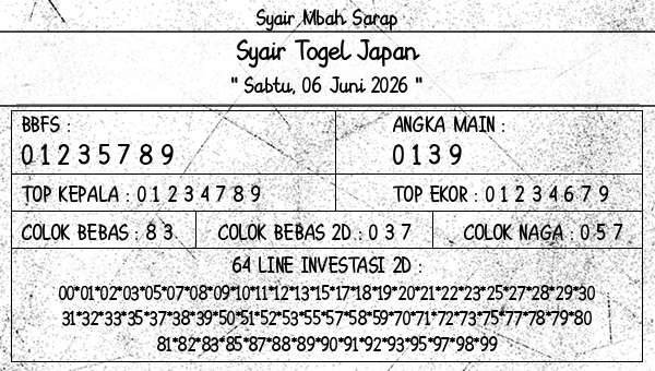 Syair Mbah Sarap - Syair Togel Japan
