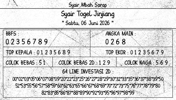 Syair Mbah Sarap - Syair Togel Jinjiang