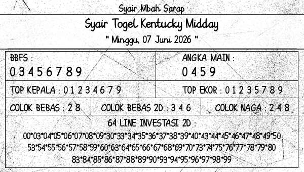 Syair Mbah Sarap - Syair Togel Kentucky Midday