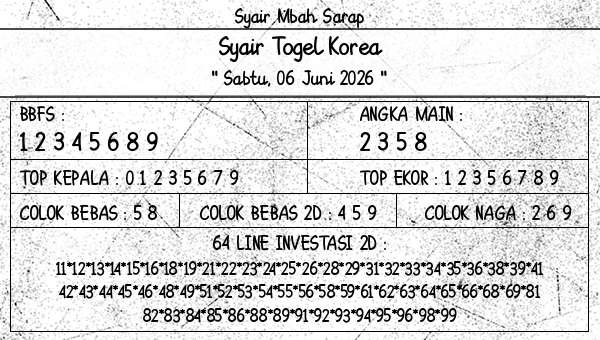 Syair Mbah Sarap - Syair Togel Korea