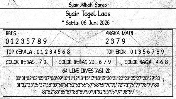 Syair Mbah Sarap - Syair Togel Laos