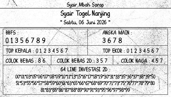 Syair Mbah Sarap - Syair Togel Nanjing