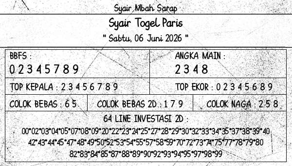 Syair Mbah Sarap - Syair Togel Paris