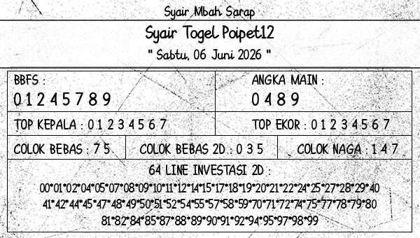 Syair Mbah Sarap - Syair Togel Poipet12