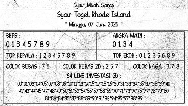 Syair Mbah Sarap - Syair Togel Rhode Island