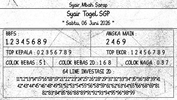 Syair Mbah Sarap - Syair Togel SGP