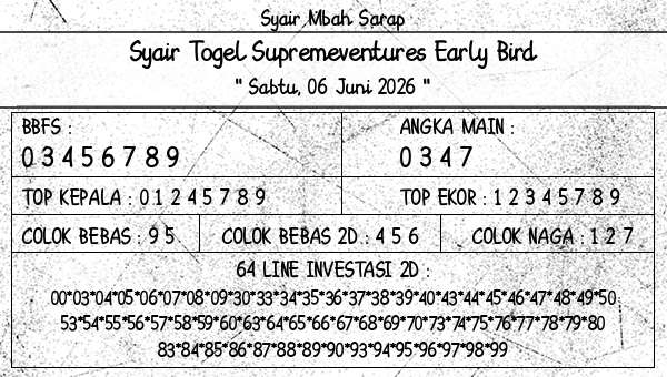 Syair Mbah Sarap - Syair Togel Supremeventures Early Bird