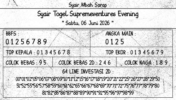 Syair Mbah Sarap - Syair Togel Supremeventures Evening