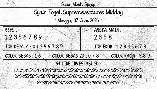 Syair Mbah Sarap - Syair Togel Supremeventures Midday