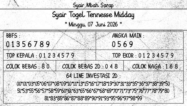 Syair Mbah Sarap - Syair Togel Tennesse Midday