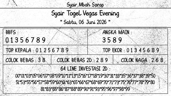 Syair Mbah Sarap - Syair Togel Vegas Evening