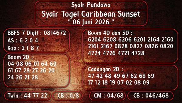 Syair Pandawa - Syair Togel Caribbean Sunset