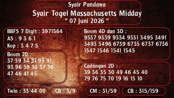 Syair Pandawa - Syair Togel Massachusetts Midday