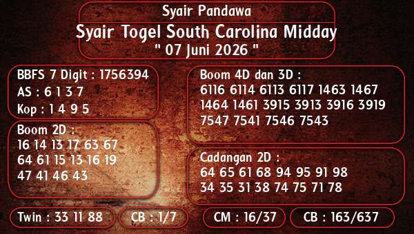 Syair Pandawa - Syair Togel South Carolina Midday