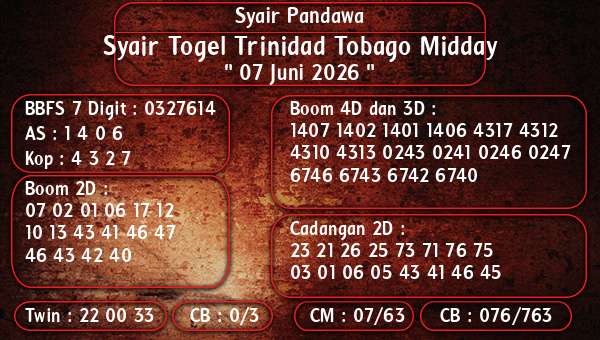 Syair Pandawa - Syair Togel Trinidad Tobago Midday