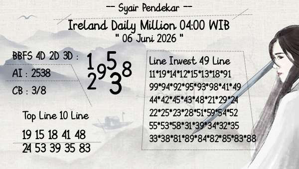 Syair Pendekar - Ireland Daily Million 04:00 WIB