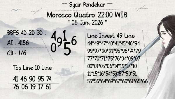 Syair Pendekar - Morocco Quatro 22:00 WIB