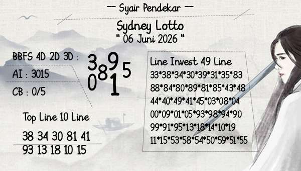 Syair Pendekar - Sydney Lotto