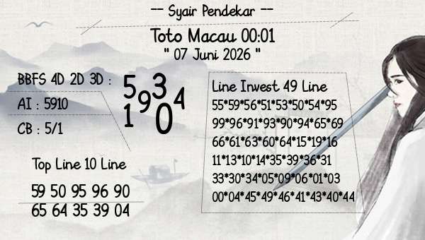 Syair Pendekar - Toto Macau 00:01