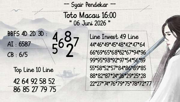 Syair Pendekar - Toto Macau 16:00