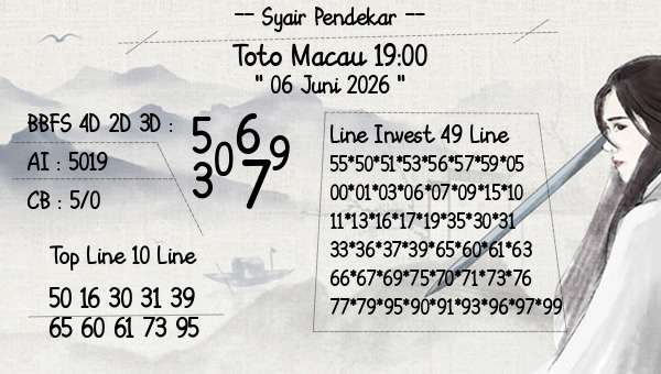 Syair Pendekar - Toto Macau 19:00