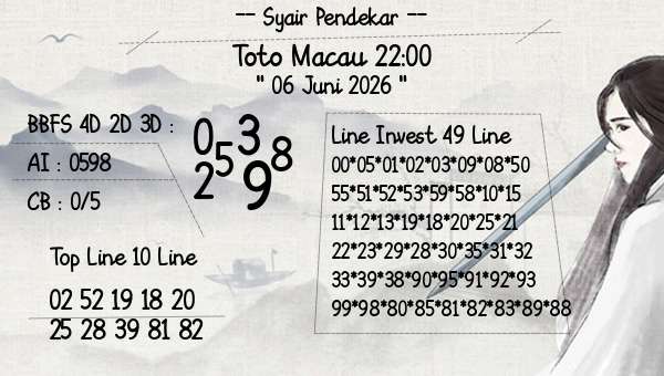 Syair Pendekar - Toto Macau 22:00
