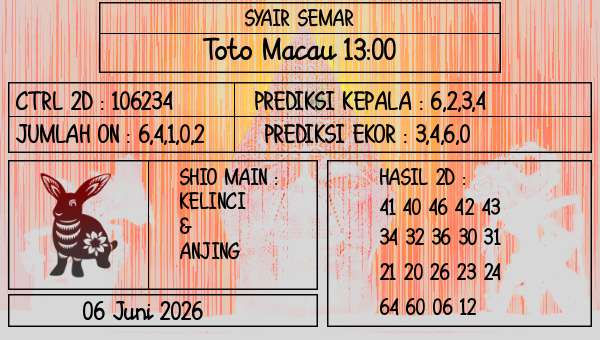 SYAIR SEMAR - Toto Macau 13:00