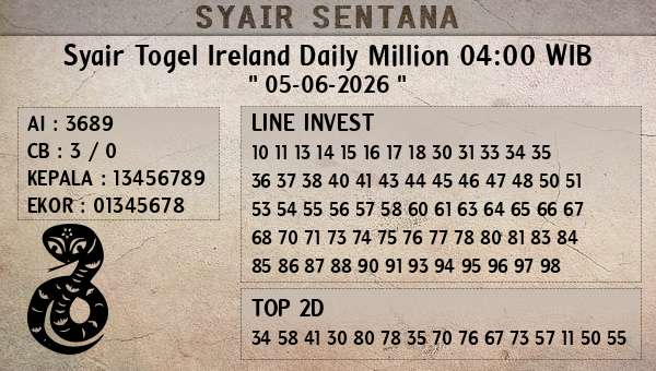  - Syair Togel Ireland Daily Million 04:00 WIB