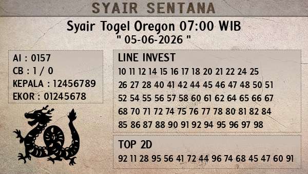  - Syair Togel Oregon 07:00 WIB