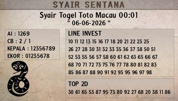 - Syair Togel Toto Macau 00:01