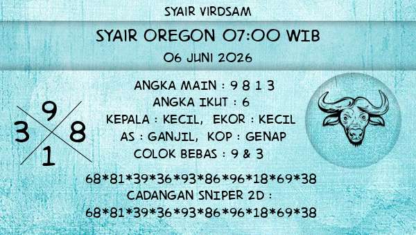 Syair Virdsam - Syair Oregon 07:00 WIB
