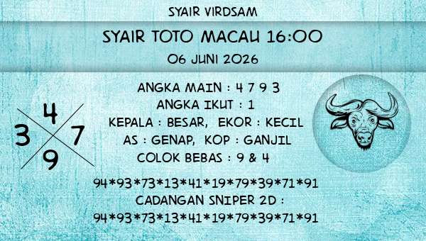 Syair Virdsam - Syair Toto Macau 16:00