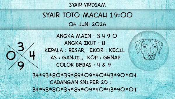 Syair Virdsam - Syair Toto Macau 19:00
