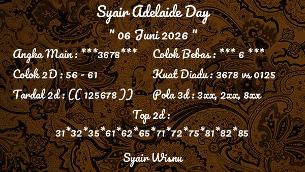 Syair Wisnu - Syair Adelaide Day