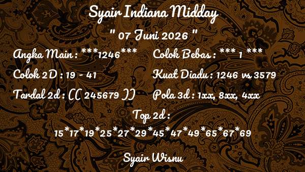 Syair Wisnu - Syair Indiana Midday