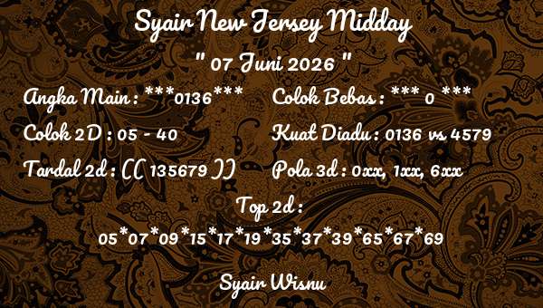 Syair Wisnu - Syair New Jersey Midday