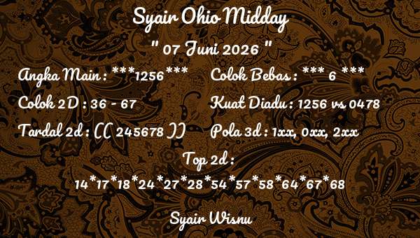 Syair Wisnu - Syair Ohio Midday
