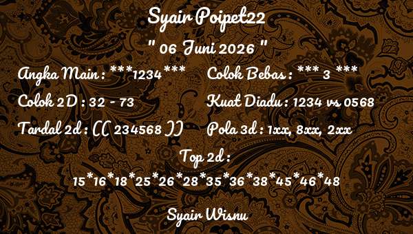 Syair Wisnu - Syair Poipet22