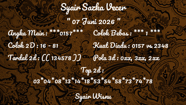 Syair Wisnu - Syair Sazka Vecer